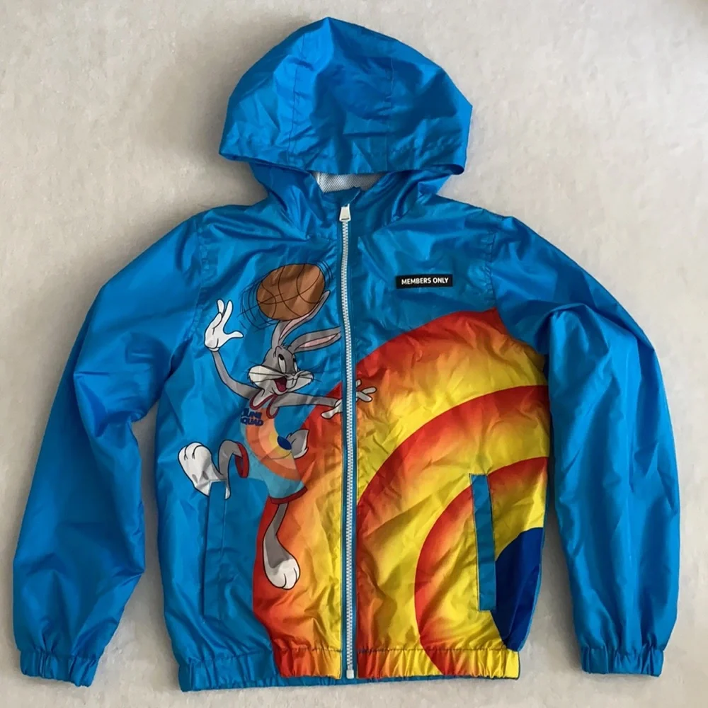 Members Only | Space Jam Tune Squad Team Graphic Windbreaker Hoodie Jacket 10/12 - Picture 16 of 16